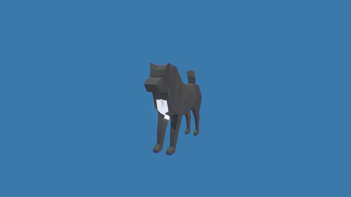 Low poly Black dog 3D Model