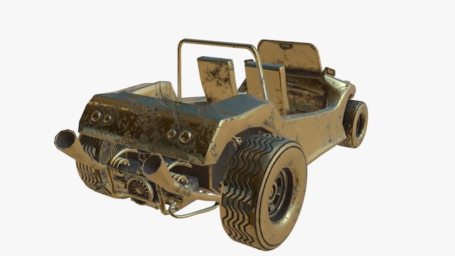 Golden Jeep 3D Model