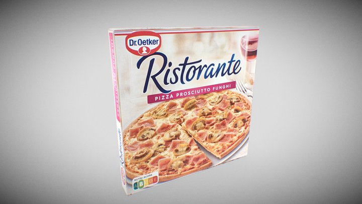 Pizza Box: Ristorante Prosciutto Funghi 3D Model