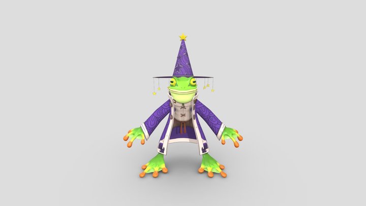 Frog Wizard Fantasy Game Character 3D Model