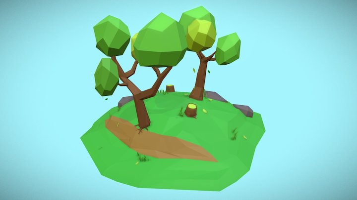| Low poly | Summer Scene. 3D Model