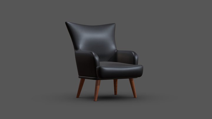 Black leather Armchair 3D Model