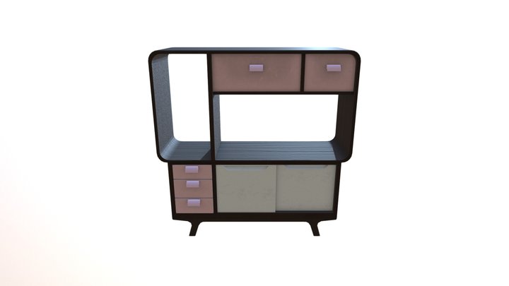 50s Shelf Lowpoly 3D Model