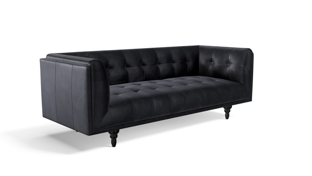 Connor 3 Seater Sofa, Black Premium Leather