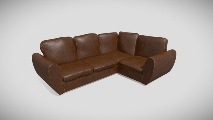 Verona Leather Corner Sofa 3D Model