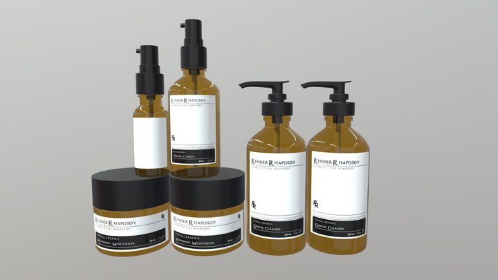 Collection of soap bottles & dispensers 3D Model