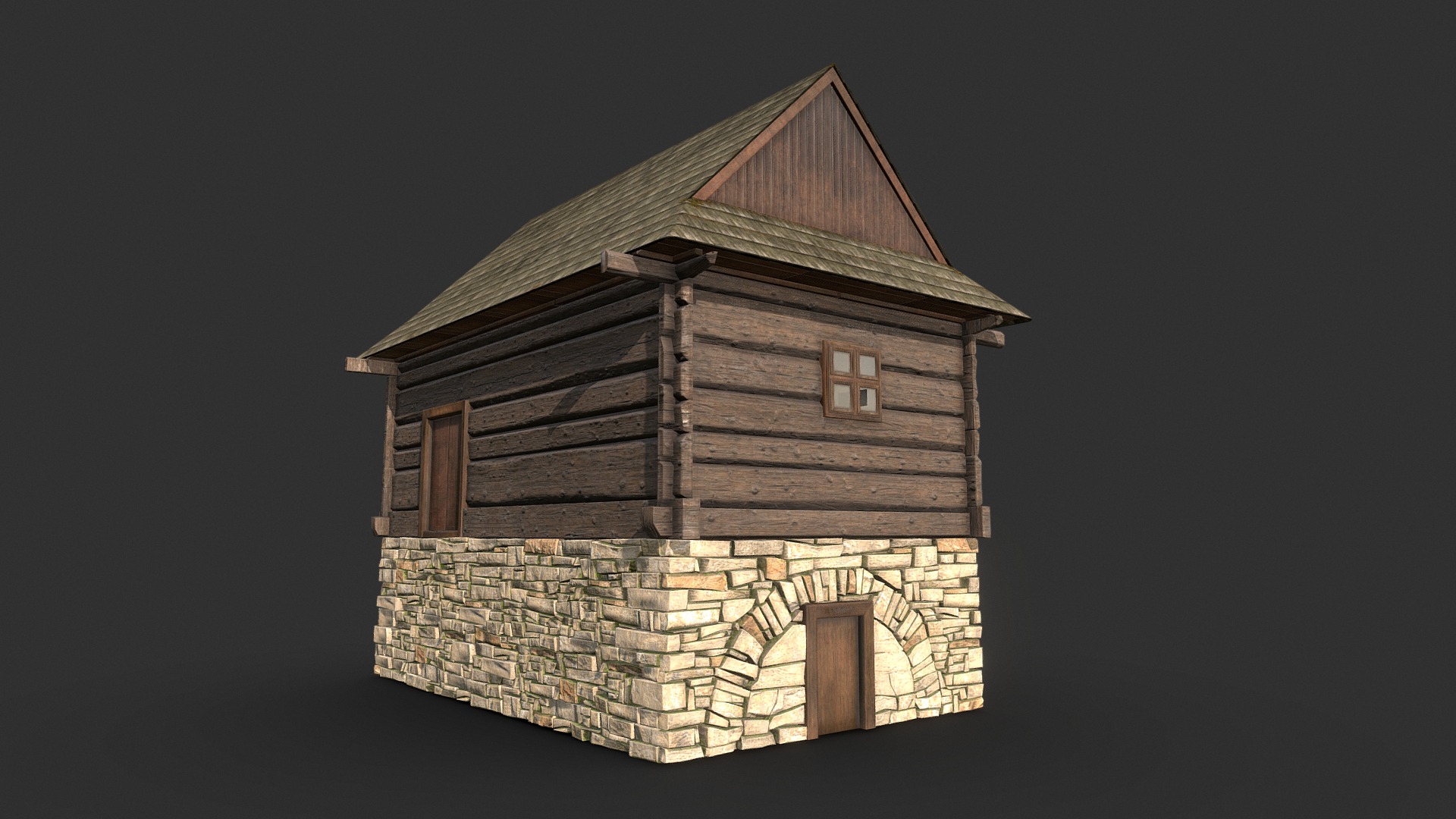 3D model Grannary - This is a 3D model of the Grannary. The 3D model is about a small wooden house.