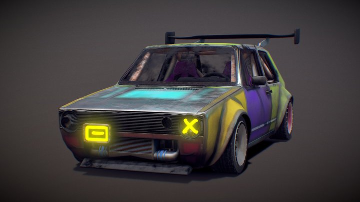 Cyberpunk Golf Mk1 Lowpoly 3D Model