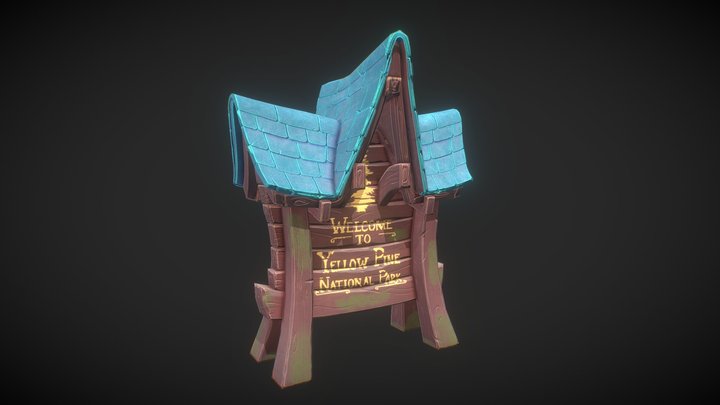 Stylized Welcome Sign 3D Model