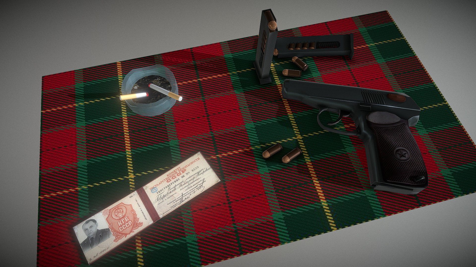 3D model Makarov KGB - This is a 3D model of the Makarov KGB. The 3D model is about a box with a couple of guns on it.