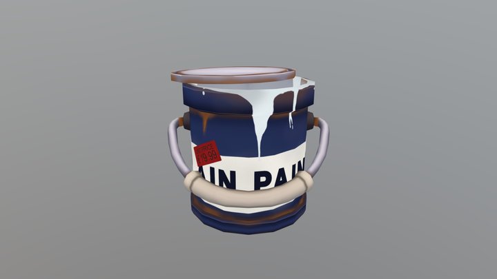 Stylized Empty Paintbucket 3D Model