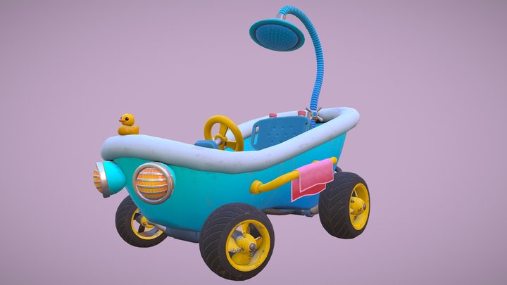 Bathtub Racekart (DAE MoustacheKart) 3D Model