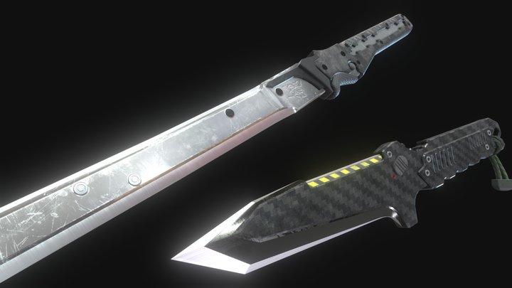 Metal Gear HF blade and stun knife 3D Model
