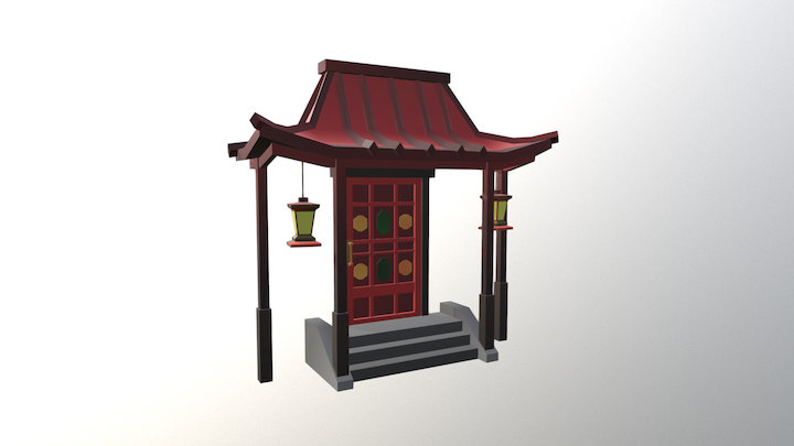 Door Awning And Stairs 2 3D Model