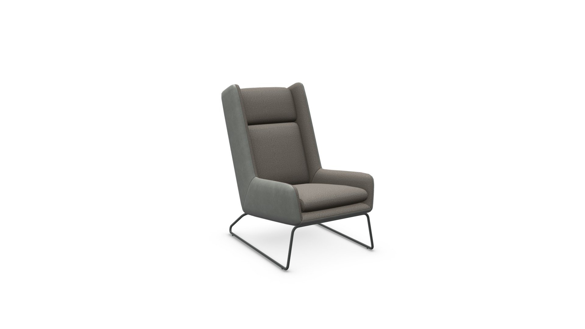 Hicks Wing Back Armchair, Grey Leather with Grey