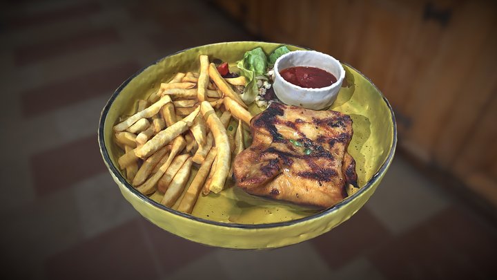 Food - Spicy Chicken Steak 3D Model