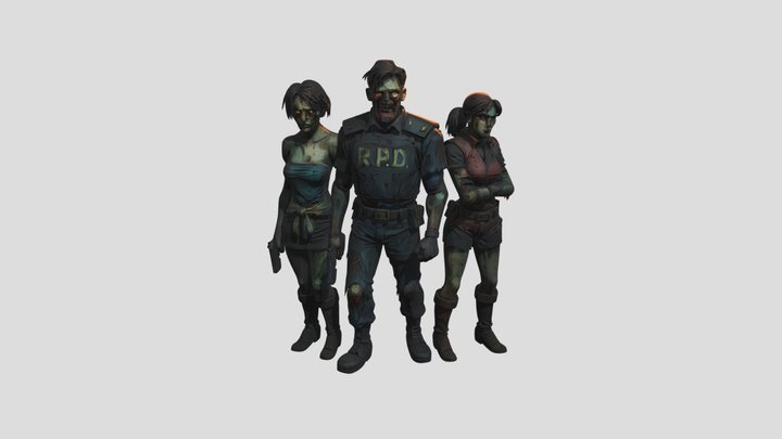 Three Raccoon City Zombies (What If) 3D Model