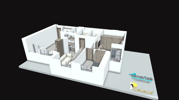 CANARIAS CLUB / Apto tipo 1 - 2 Hab. Full equipo 3D Model