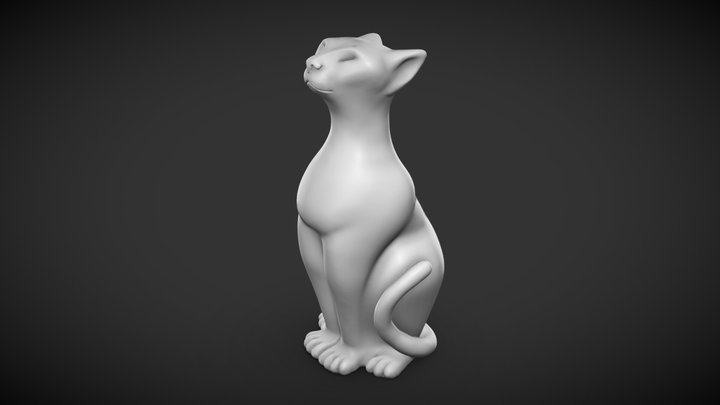 Sitting Cat Figurine - 3D print 3D Model