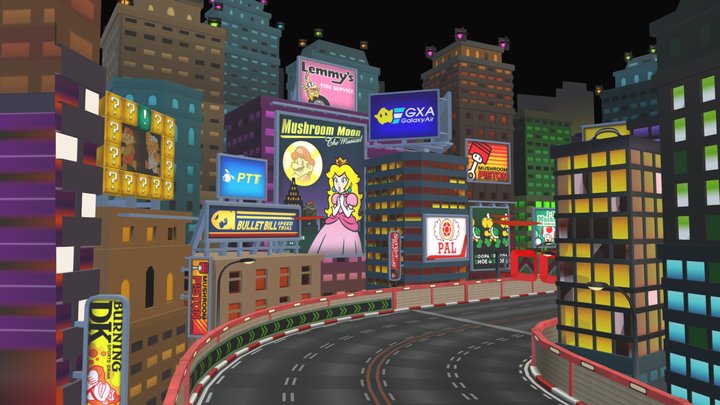 Mario Kart 8 Deluxe - Wii Moonview Highway 3D Model