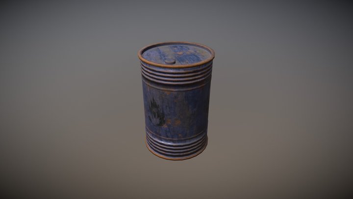 Rusty Barrel (Blue) 3D Model