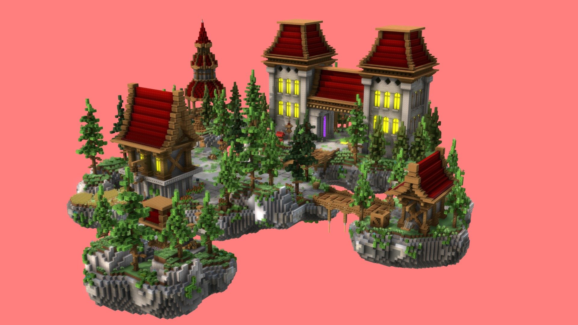 Skyblock - Red Tower Island - [200x200] - 3D model by OriginBuilds ...