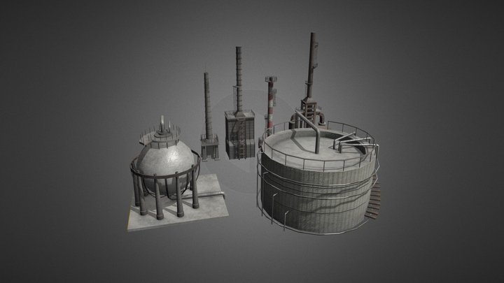 Oil Refinery 13 3D Model