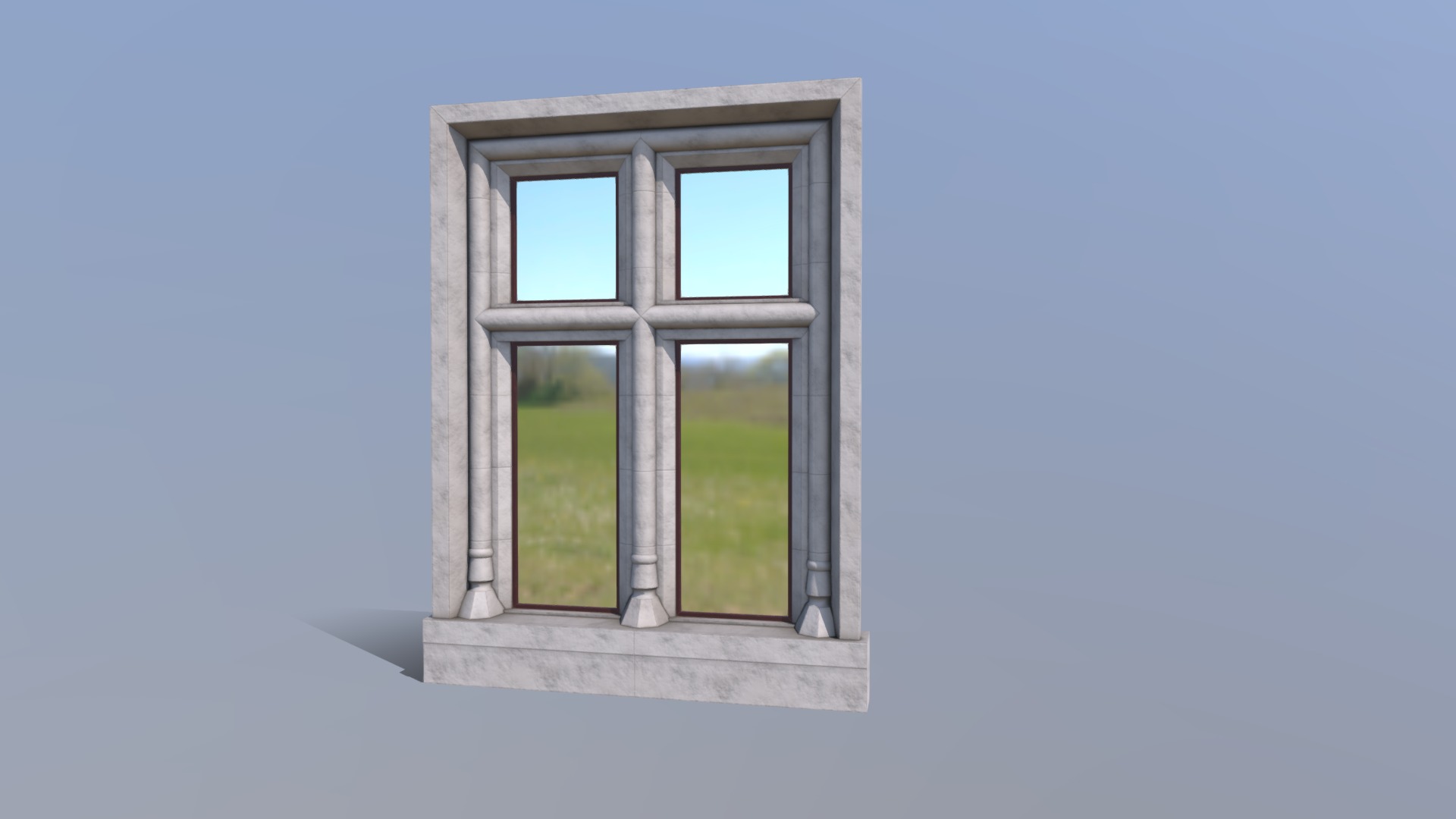3D model Window Double - This is a 3D model of the Window Double. The 3D model is about a window with a view of a field and a blue sky.