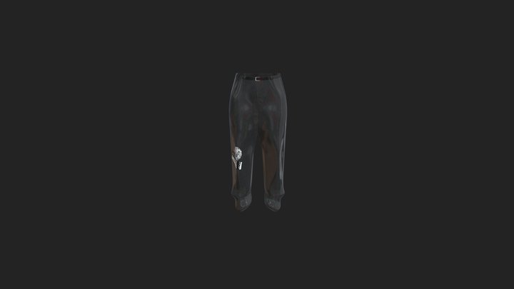 EMPTY BRAINS - BLACK PATCHED PROTEST TROUSERS 3D Model