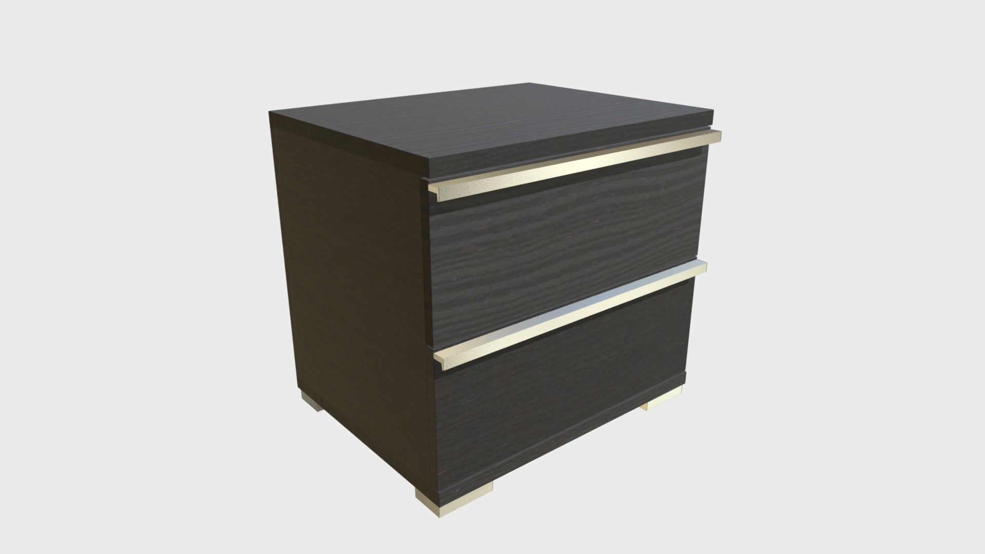 3D model Two drawers bedside table - This is a 3D model of the Two drawers bedside table. The 3D model is about a black box with a white background.