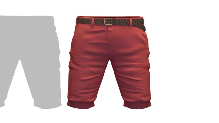 Cartoon High Poly Subdivision  Shorts Red 3D Model