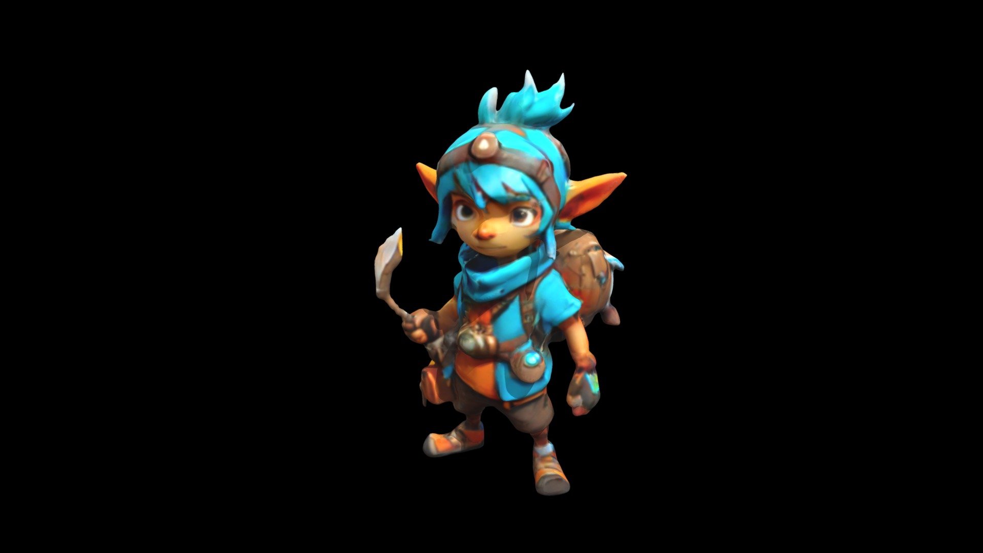 a cartoon character with blue hair and a back - Download Free 3D model ...