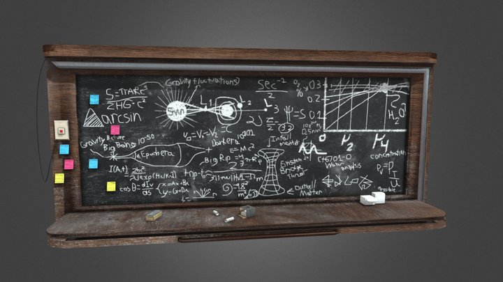 Scientist Chalkboard 3D Model
