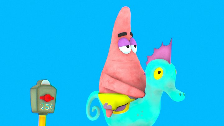 Patrick riding a seahorse for 10 hours 3D Model