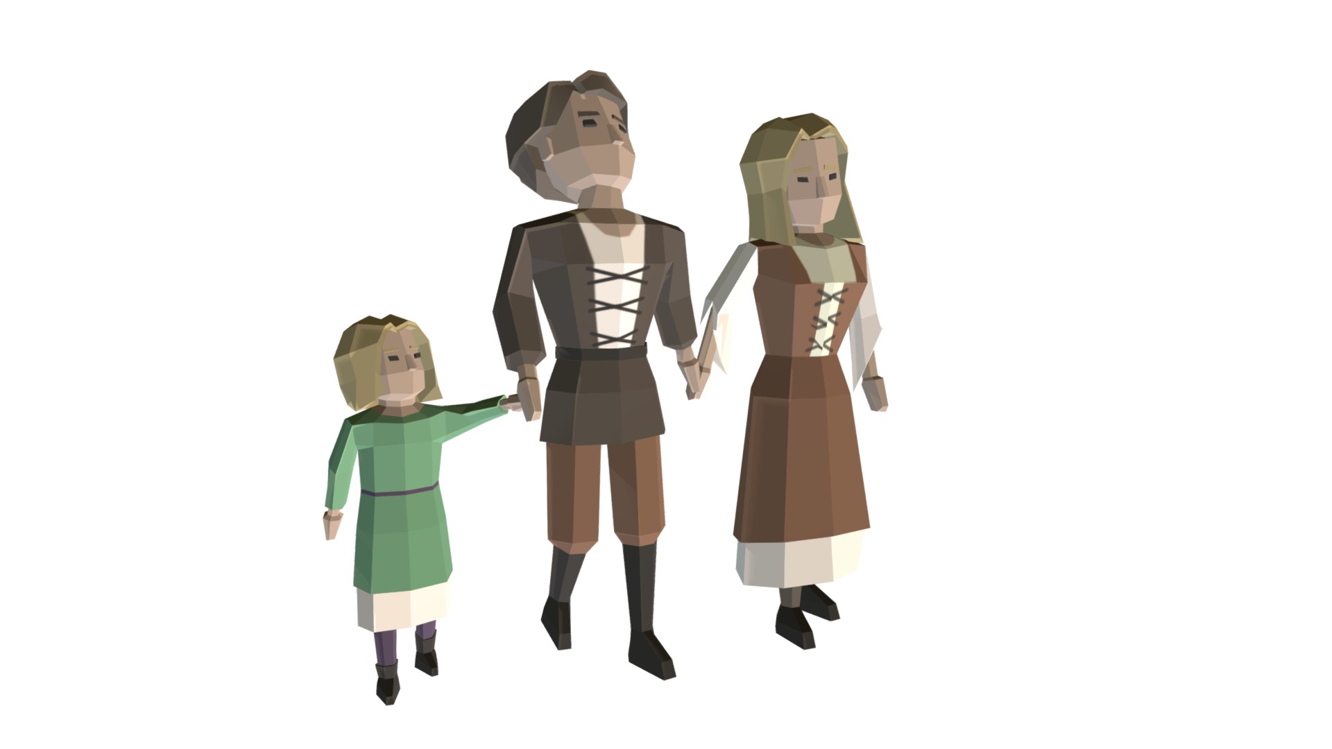 3D model Peasant Family #2 - This is a 3D model of the Peasant Family #2. The 3D model is about a couple of people in clothing.