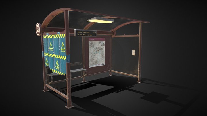 Abandoned Bus Shelter 3D Model