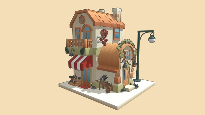 Flower Shop with Outliner 3D Model