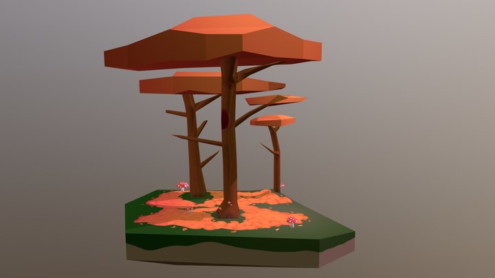 Low poly tree island 3D Model