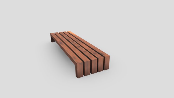 Wooden Spa Bench 3D Model