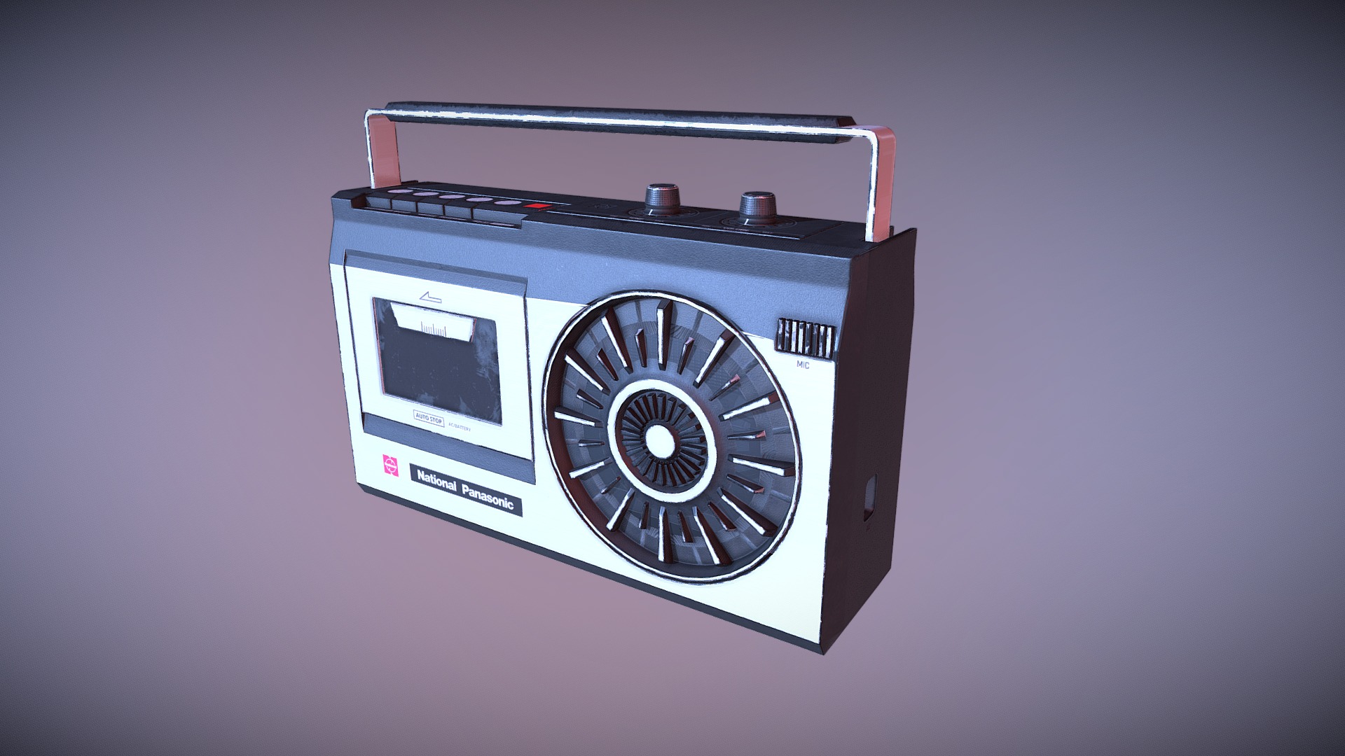 3D model National Panasonic Cassette Player Low Poly - This is a 3D model of the National Panasonic Cassette Player Low Poly. The 3D model is about a watch on a table.