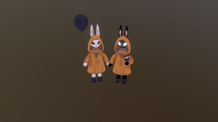 Twin bunnies 3D Model