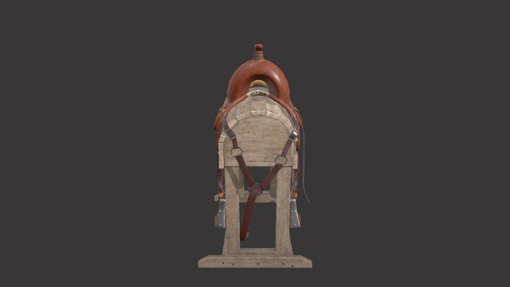 Western Saddle with stand 3D Model