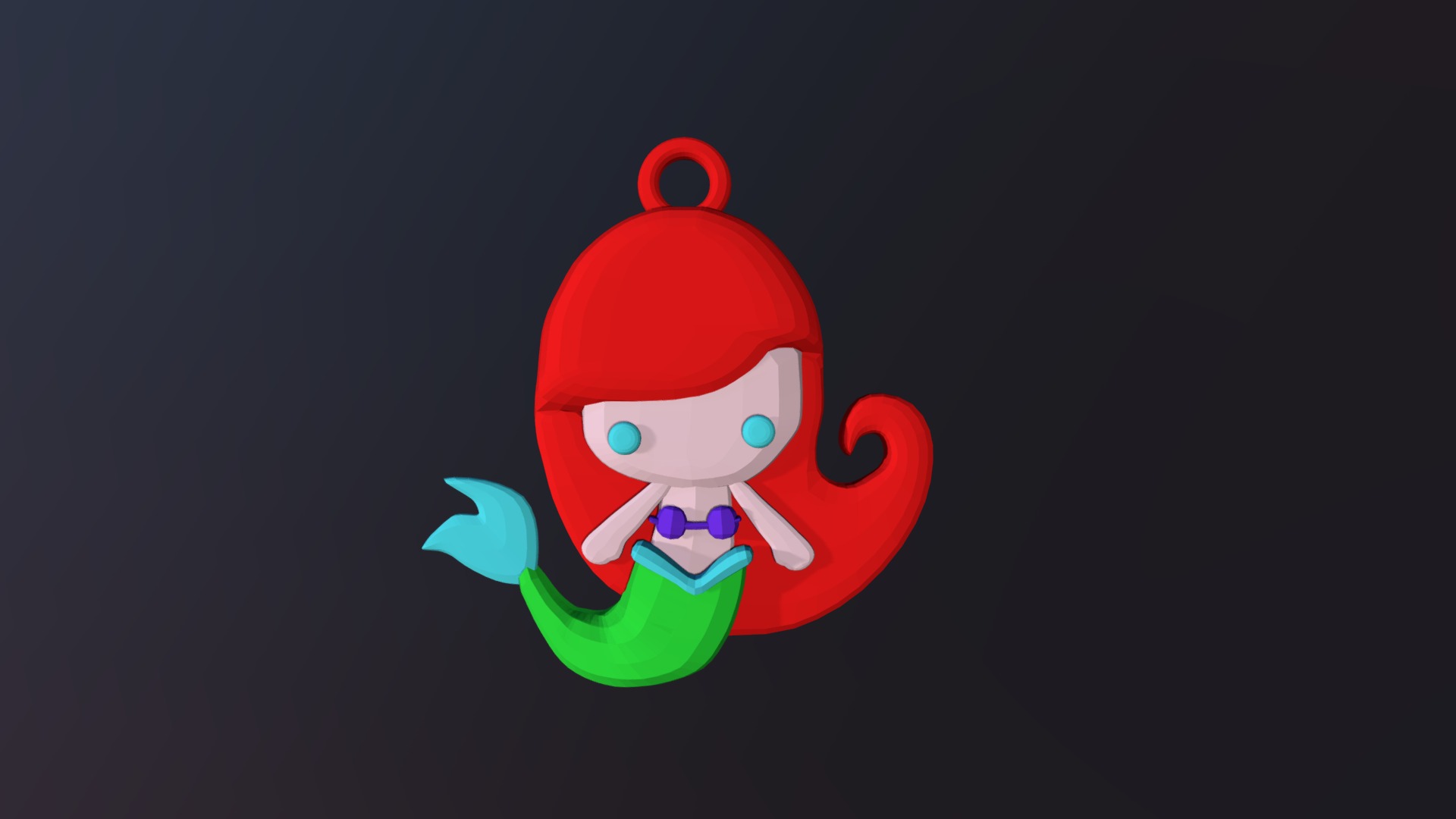 3D model Mermaid Keychain - This is a 3D model of the Mermaid Keychain. The 3D model is about a red and white cartoon character.