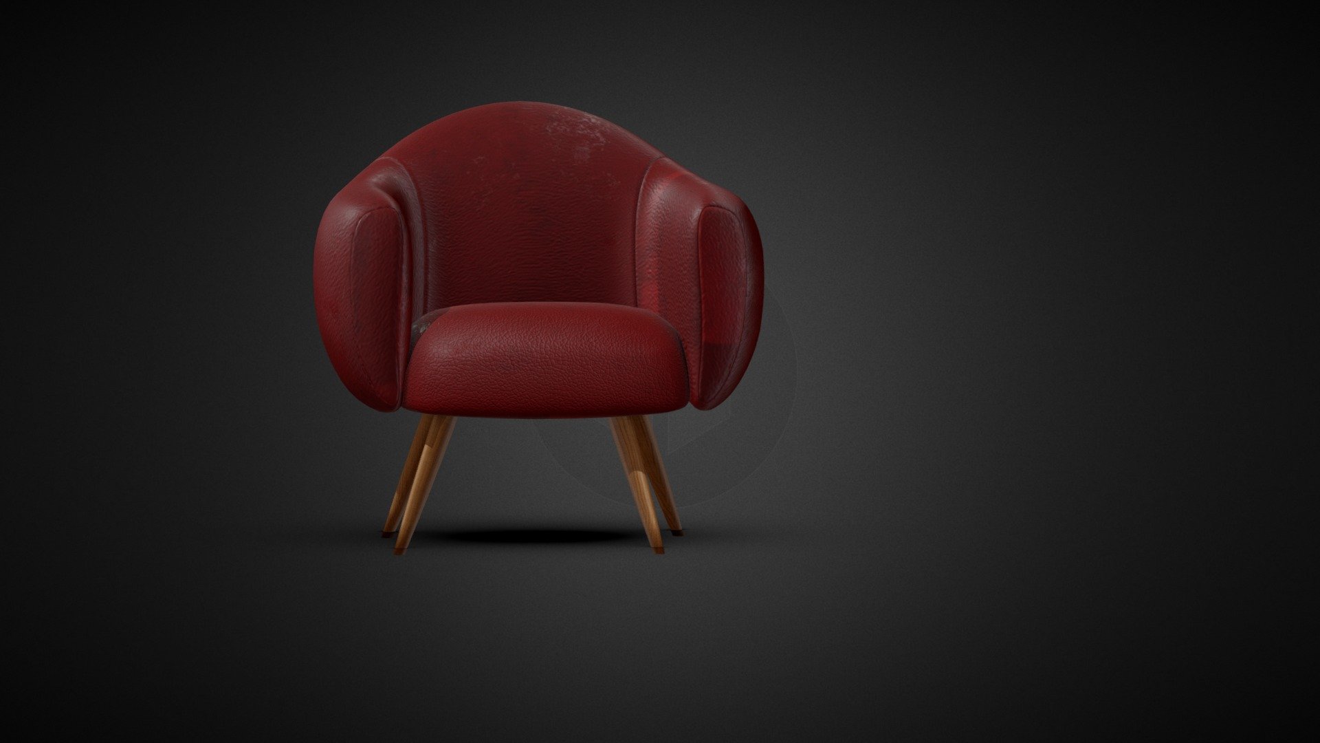 Sofa de cuero rojo desgastado