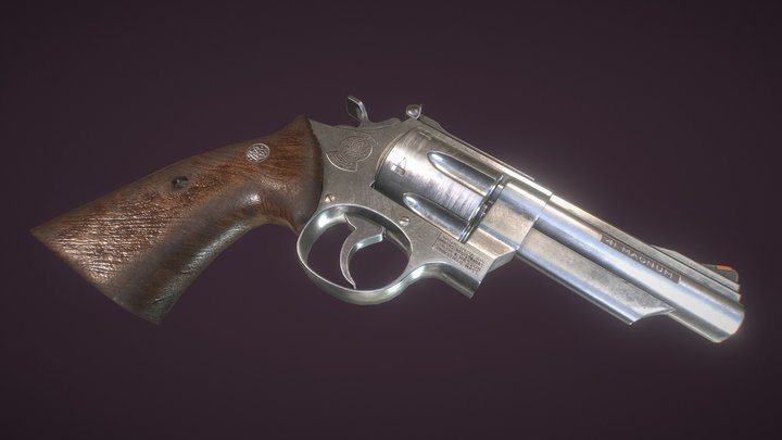 Low-Poly Smith and Wesson Revolver 3D Model