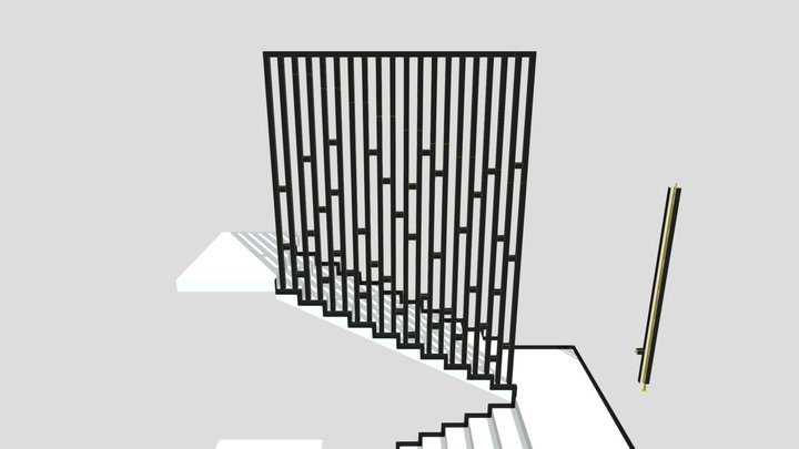Stair Fence General View 3D Model