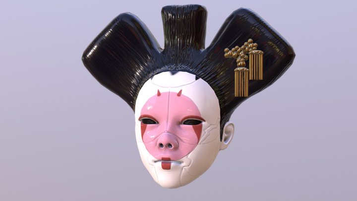 Geisha Android Mask Gost in the Shell 3D Model