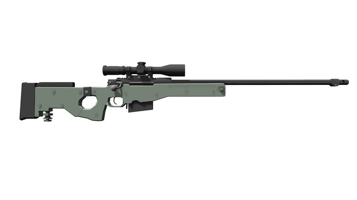 L96A1 Sniper Low Poly 3D Model