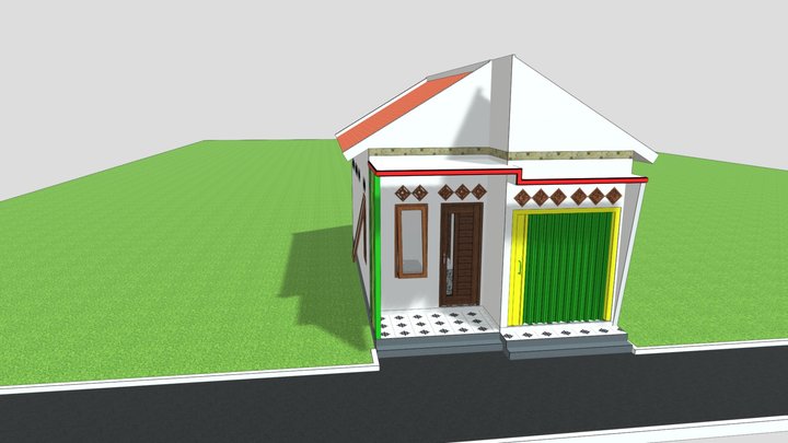 009. Desain rumah Minimalis 5x8 Meter 3D Model