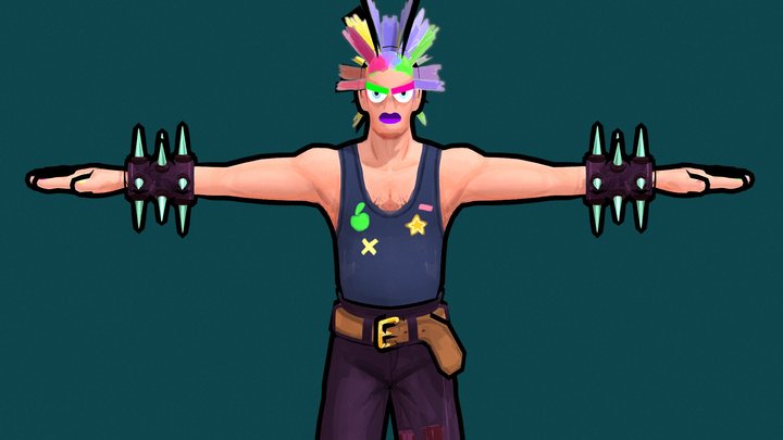 Skinny punk character 3D Model